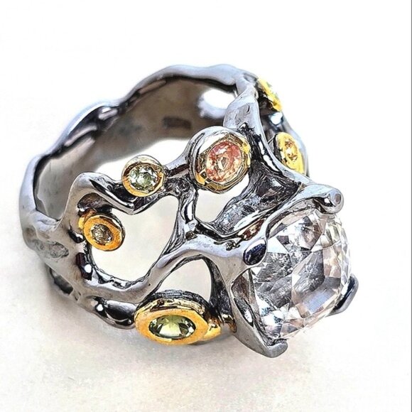 Handcrafted Unheated Kunzite 5.91ct & Sapphire 925 Sterling Silver Ring  Sz 6.75 - Picture 14 of 14